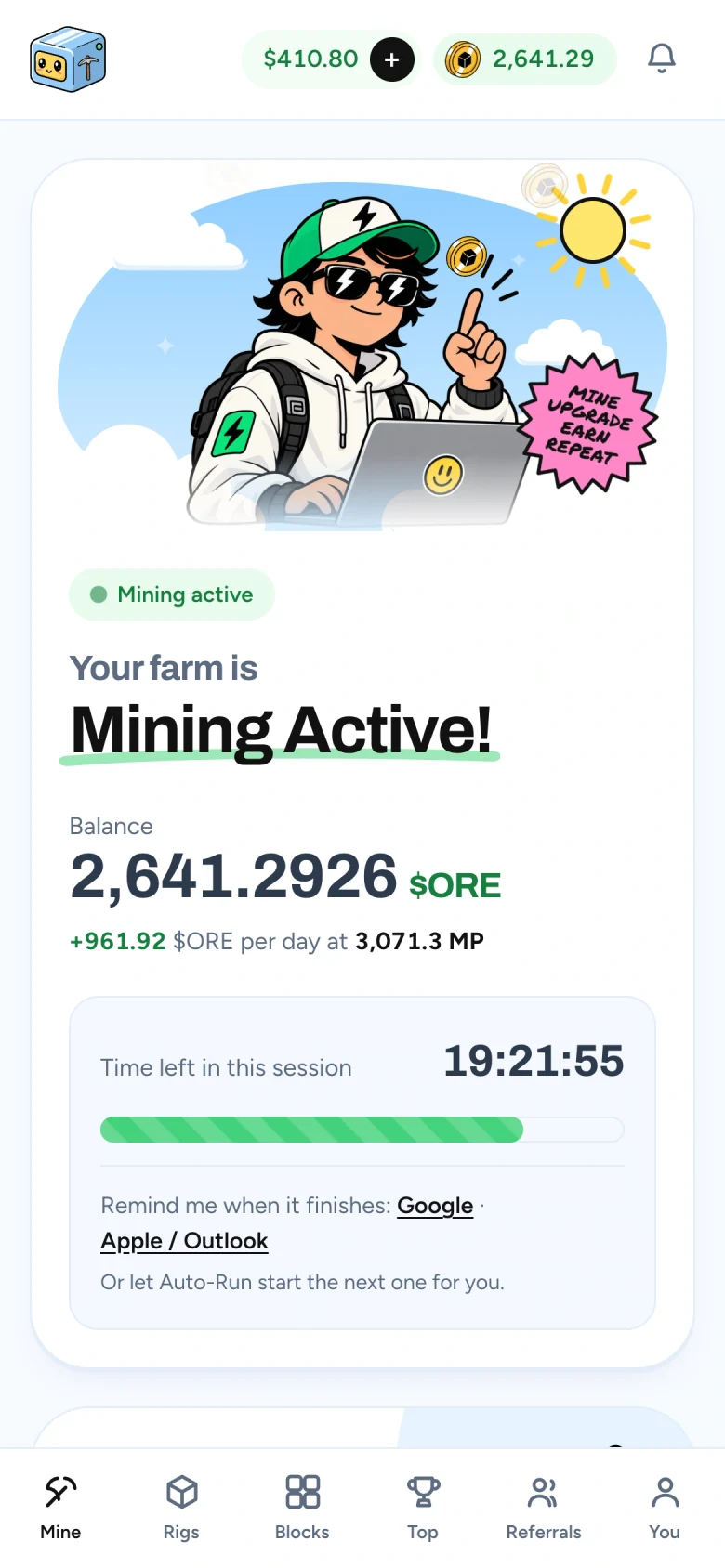 The Farm screen on a phone